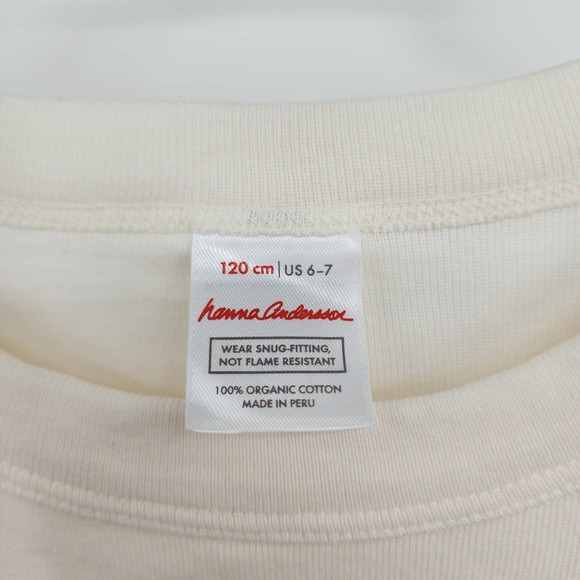 Hanna Andersson Organic Cotton Ivory Made in Peru Size 6-7 - Picture 2 of 4